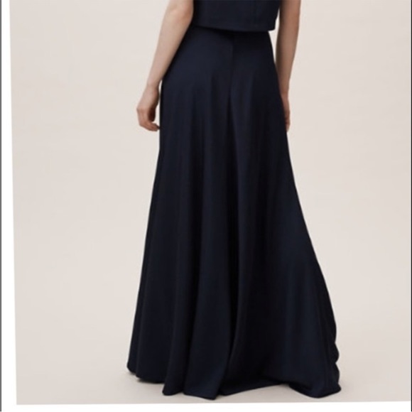 NWT Jenny Yoo Collection Navy Satin “Soleil” Maxi Skirt w Slit, Size 6 - Picture 3 of 8